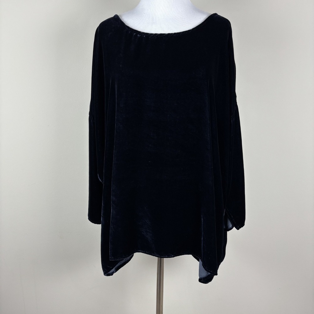 CP Shades Sibella Top Womens Small Velvet Silk Blend Boxy 3/4 Sleeve Oversized S